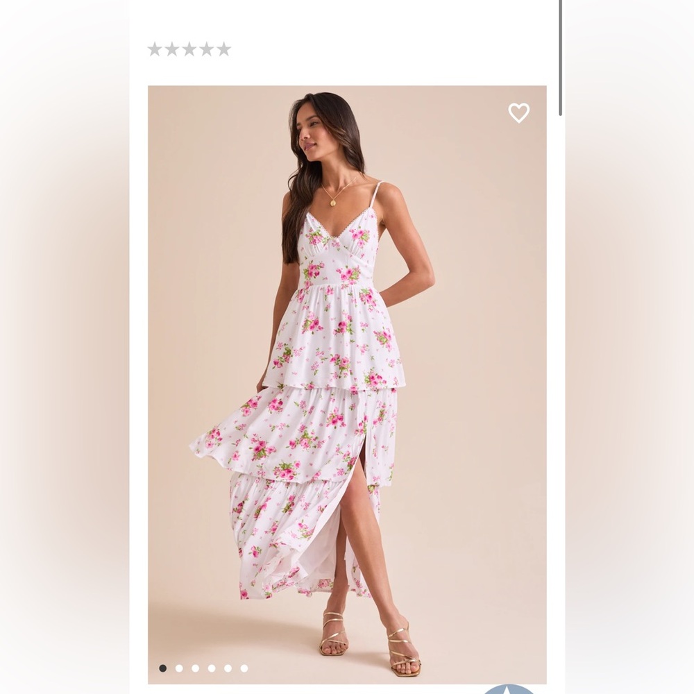 Altar'd State White and Pink Asymmetrical High-Low Sundress